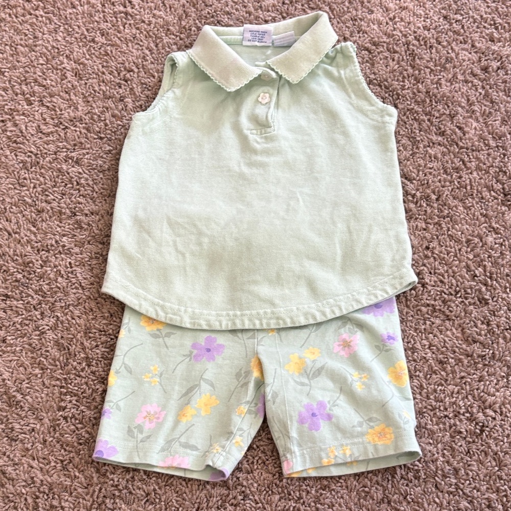Kids Pastel Green Floral Matching Set